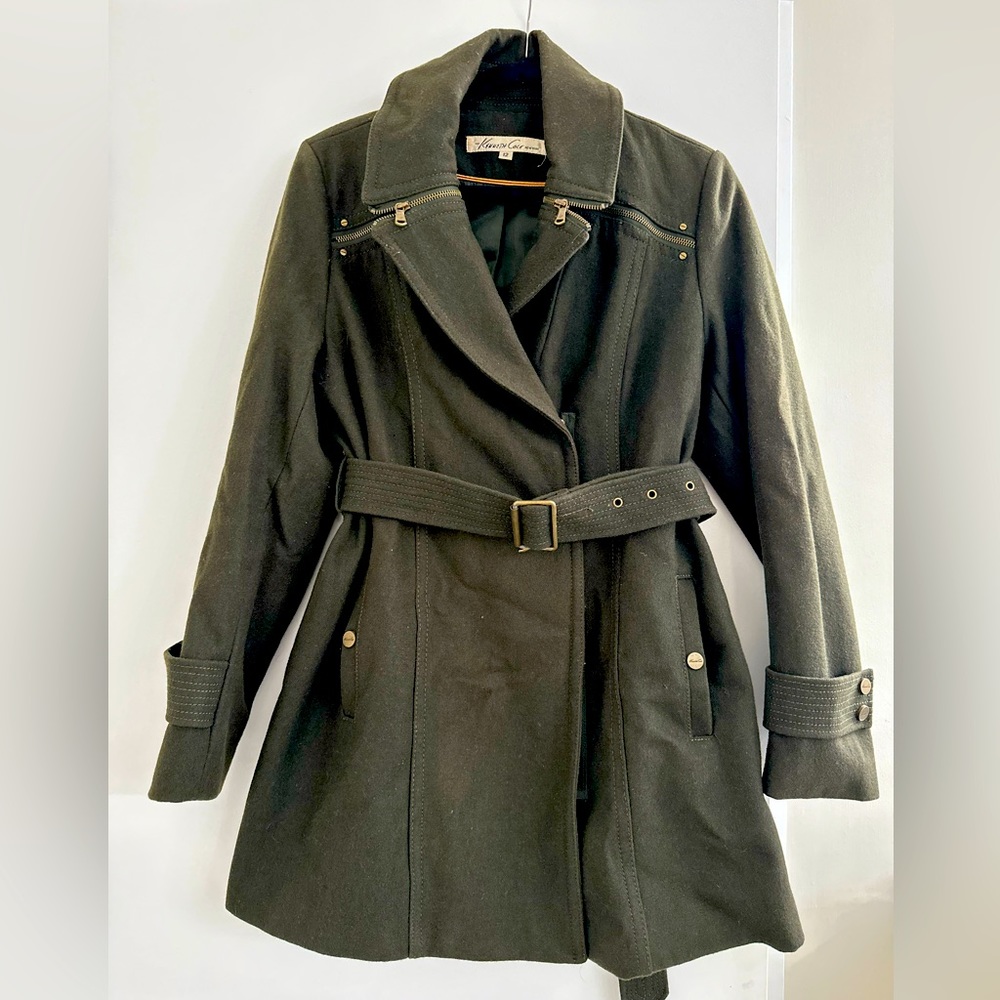 Olive Green Kenneth Cole belted coat